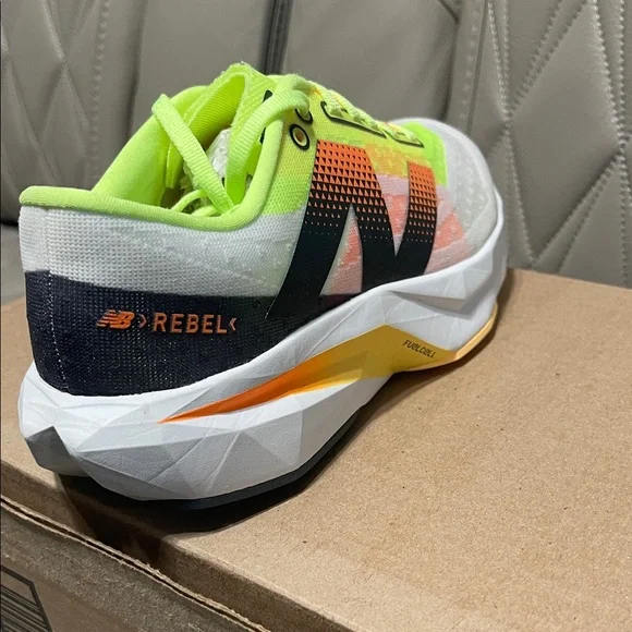 New Balance FullCell Super Lime Green White Orange Pink Performance Running Shoe - Picture 7 of 10
